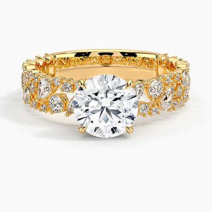 1Ct Round Lab Grown Diamond Gold Unique Band Ring