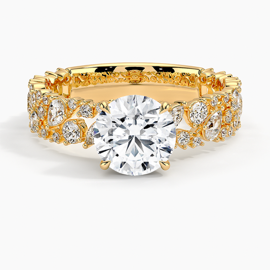 1Ct Round Lab Grown Diamond Gold Unique Band Ring