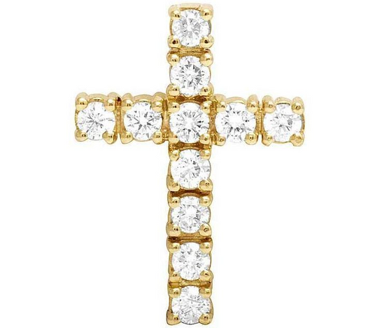 14K Lab Grown Diamond One Row Solitaire Cross Pendant