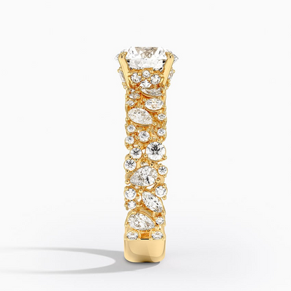 1Ct Round Lab Grown Diamond Gold Unique Band Ring