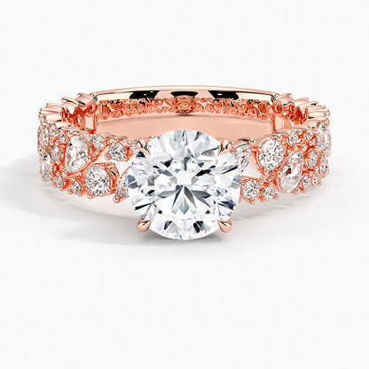 1Ct Round Lab Grown Diamond Gold Unique Band Ring