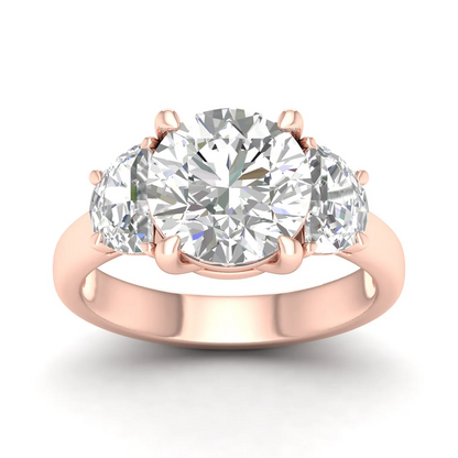 3.70 CTW Round and Half Moon Three Stone Lab Grown Diamond Ring