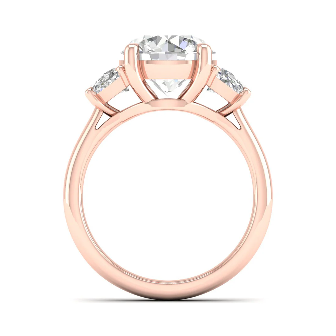 3.70 CTW Round and Half Moon Three Stone Lab Grown Diamond Ring