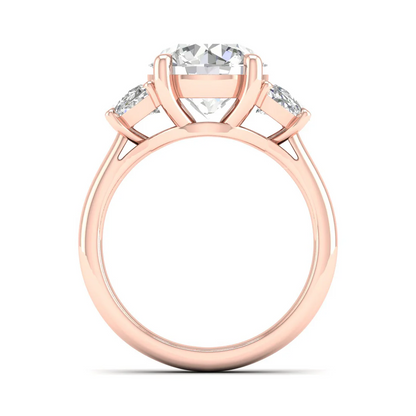 3.70 CTW Round and Half Moon Three Stone Lab Grown Diamond Ring