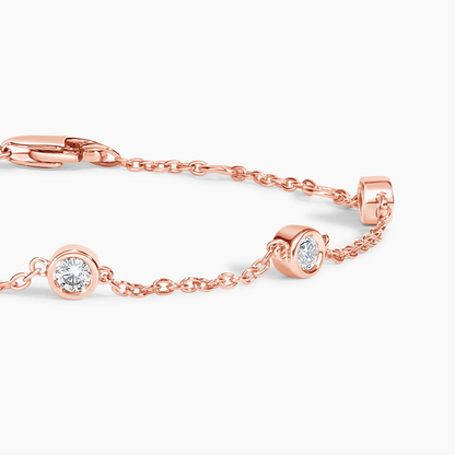7 inch 1/2CTW Five Lab grown Diamond Bezel Bracelet in Gold