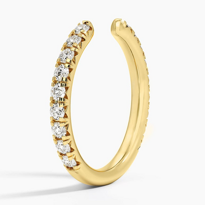 0.49CTW 18k Yellow Gold Lab Grown Diamond Open Cuff Wedding Band