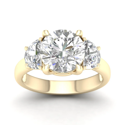 3.70 CTW Round and Half Moon Three Stone Lab Grown Diamond Ring
