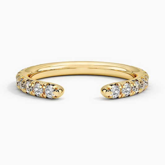0.49CTW 18k Yellow Gold Lab Grown Diamond Open Cuff Wedding Band