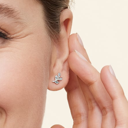 Leaf Design Lab Grown Diamond Stud Earrings in Gold