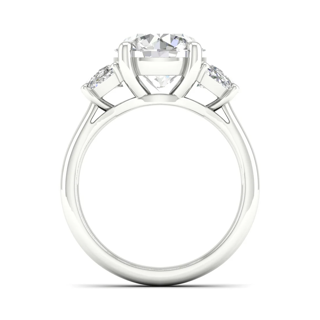 3.70 CTW Round and Half Moon Three Stone Lab Grown Diamond Ring