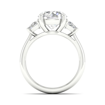 3.70 CTW Round and Half Moon Three Stone Lab Grown Diamond Ring