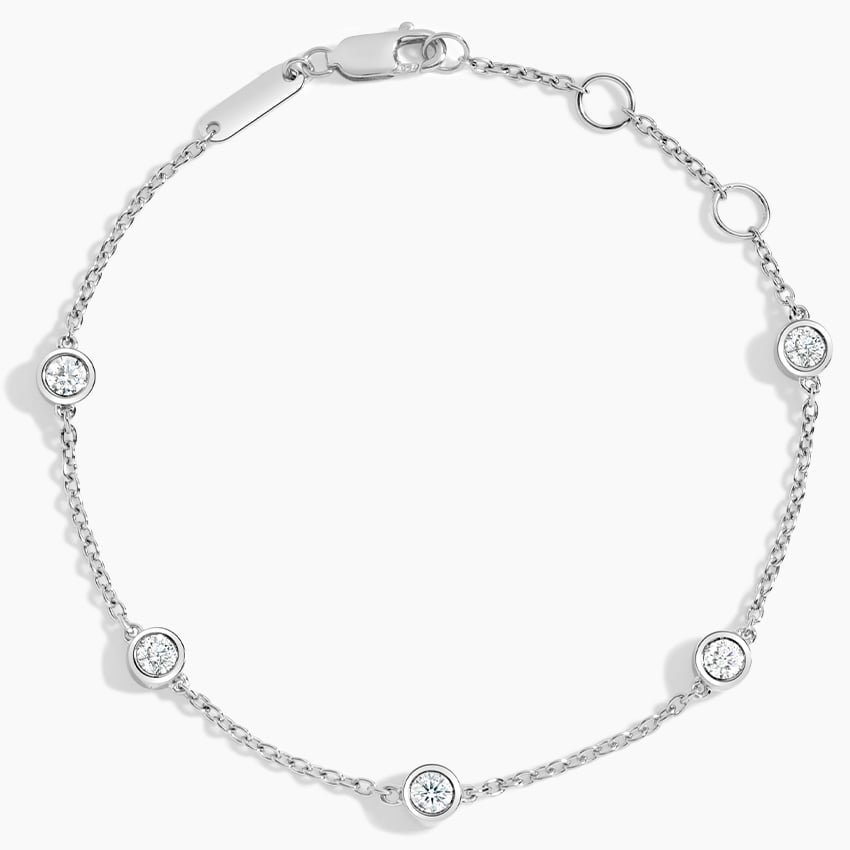 7 inch 1/2CTW Five Lab grown Diamond Bezel Bracelet in Gold
