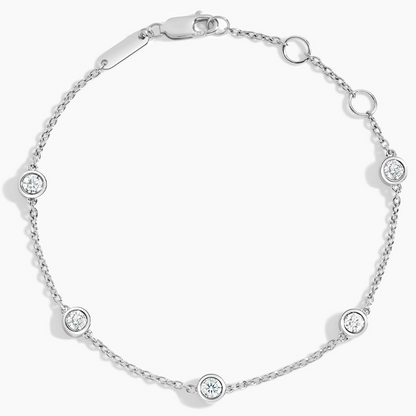 7 inch 1/2CTW Five Lab grown Diamond Bezel Bracelet in Gold