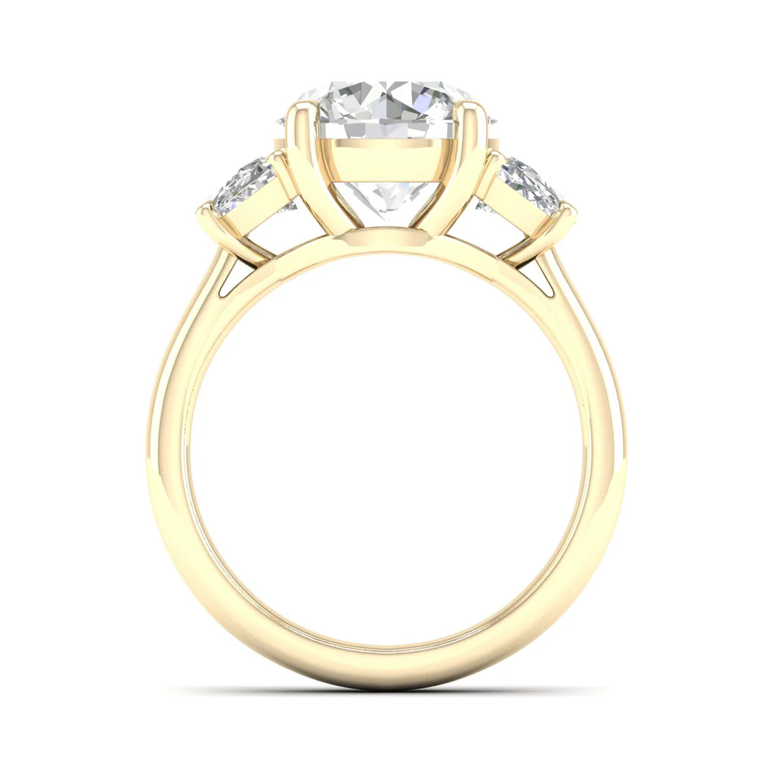 3.70 CTW Round and Half Moon Three Stone Lab Grown Diamond Ring