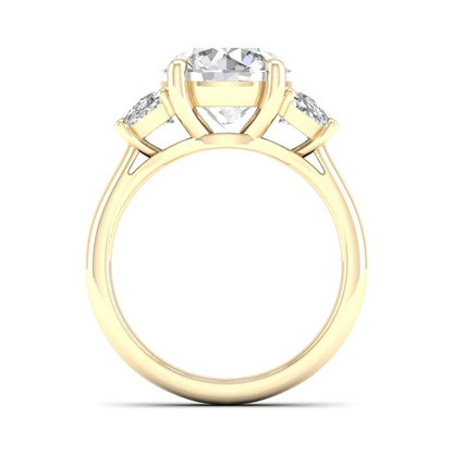 3.70 CTW Round and Half Moon Three Stone Lab Grown Diamond Ring