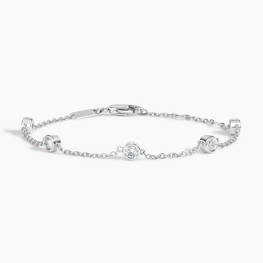 7 inch 1/2CTW Five Lab grown Diamond Bezel Bracelet in Gold