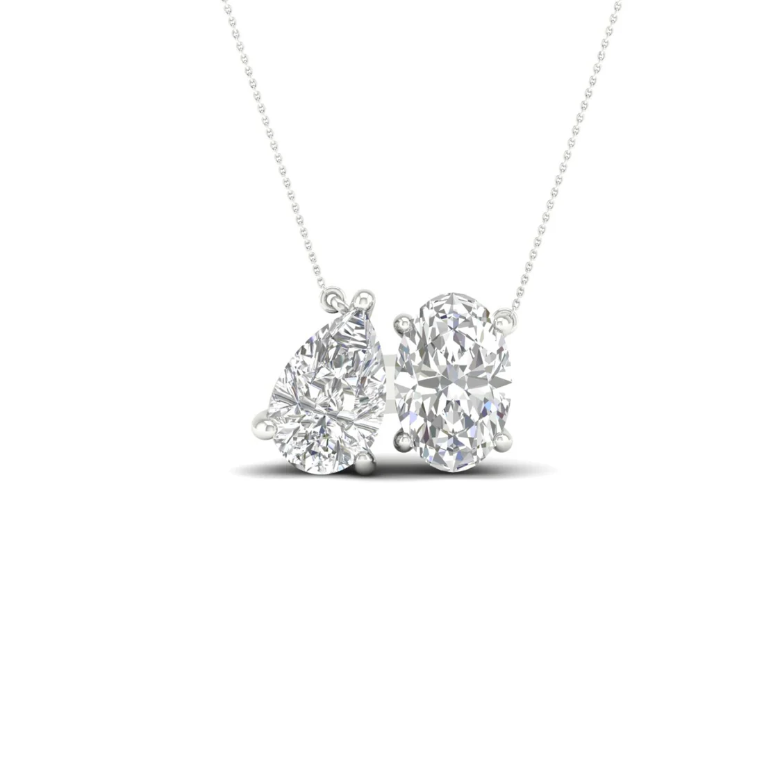 2 CTW Lab Grown Diamond Pear And Oval Pendant