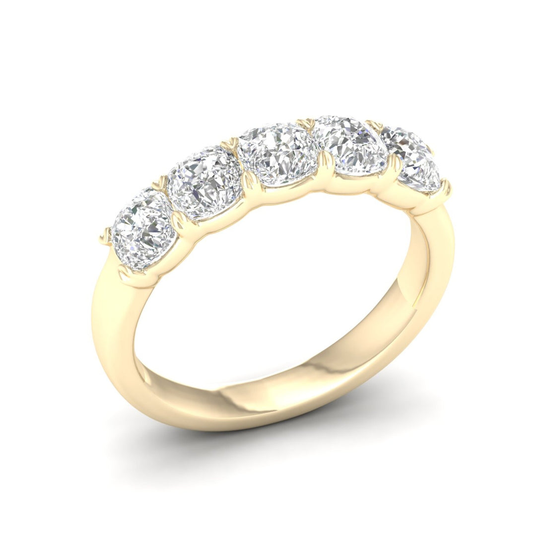 2 CTW Five Five Stone Cushion Lab Grown Diamond Anniversary Band
