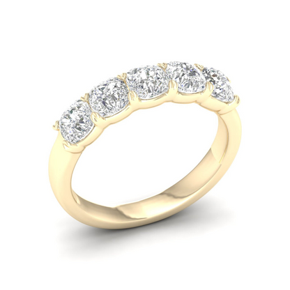 2 CTW Five Five Stone Cushion Lab Grown Diamond Anniversary Band