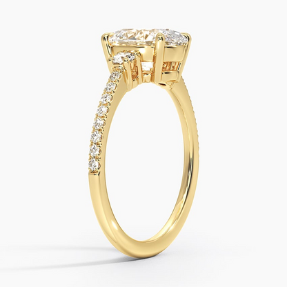 2Ct Oval Lab Grown Diamond Gold Three Stone Engagement Ring