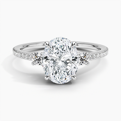 2Ct Oval Lab Grown Diamond Gold Three Stone Engagement Ring