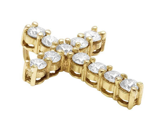 1.1 Inch Lab Grown Diamond One Row Solitaire Cross Pendant