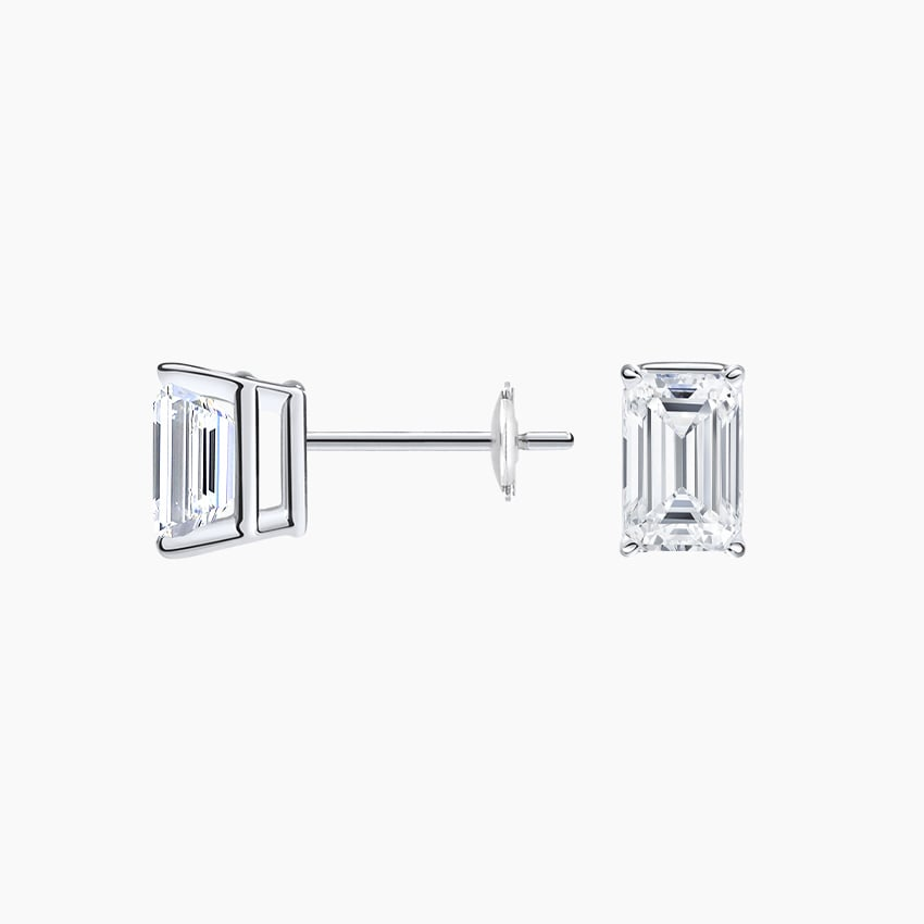 1 CTW Emerald Cut Lab Grown Diamond Stud Earrings