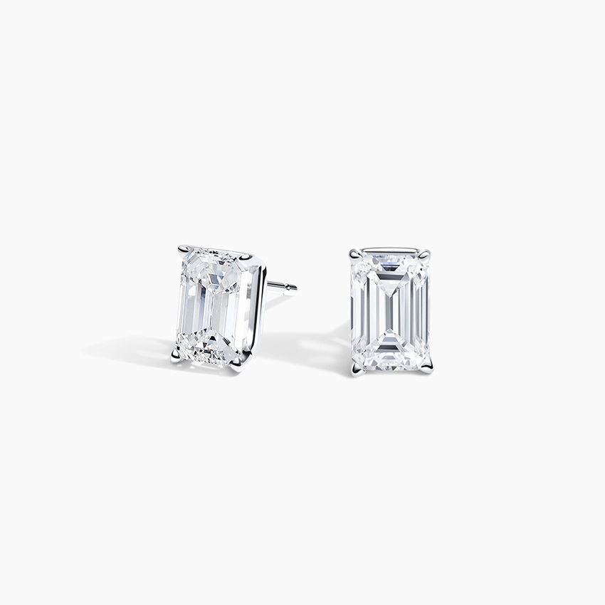 1 CTW Emerald Cut Lab Grown Diamond Stud Earrings