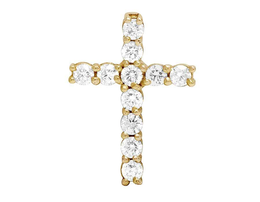 1.1 Inch Lab Grown Diamond One Row Solitaire Cross Pendant