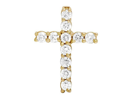 1.1 Inch Lab Grown Diamond One Row Solitaire Cross Pendant