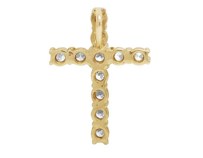 1.1 Inch Lab Grown Diamond One Row Solitaire Cross Pendant
