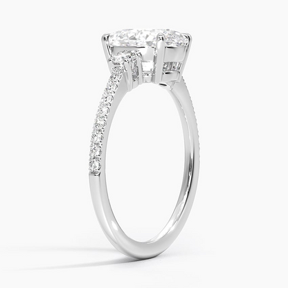 2Ct Oval Lab Grown Diamond Gold Three Stone Engagement Ring
