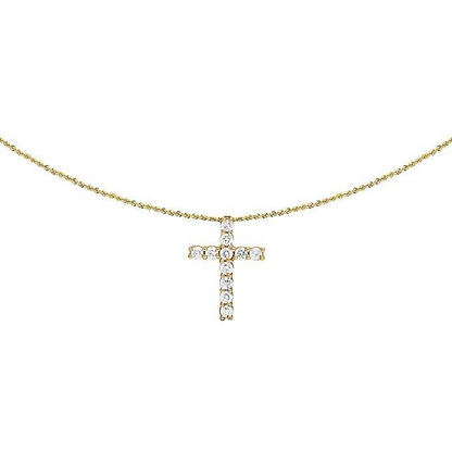 1.1 Inch Lab Grown Diamond One Row Solitaire Cross Pendant