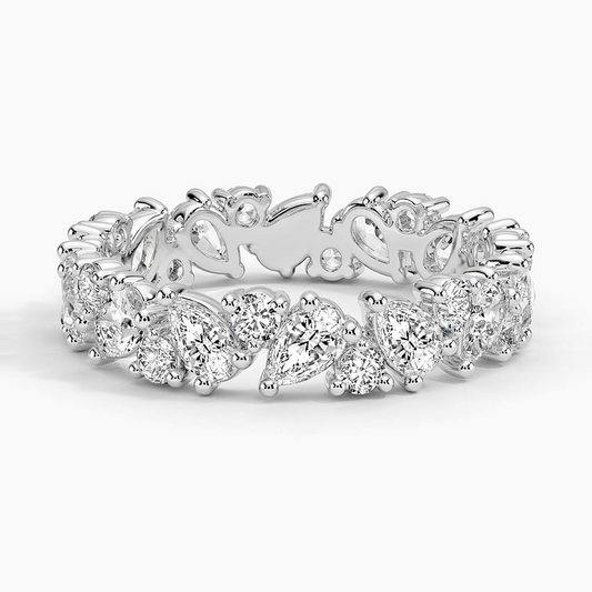14k Yellow Gold Marquise And Round Lab Grown Diamond Band