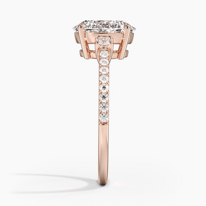 2Ct Oval Lab Grown Diamond Gold Three Stone Engagement Ring