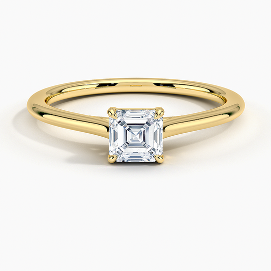1/2Ct Asscher Lab Grown Diamond Gold Solitaire Ring