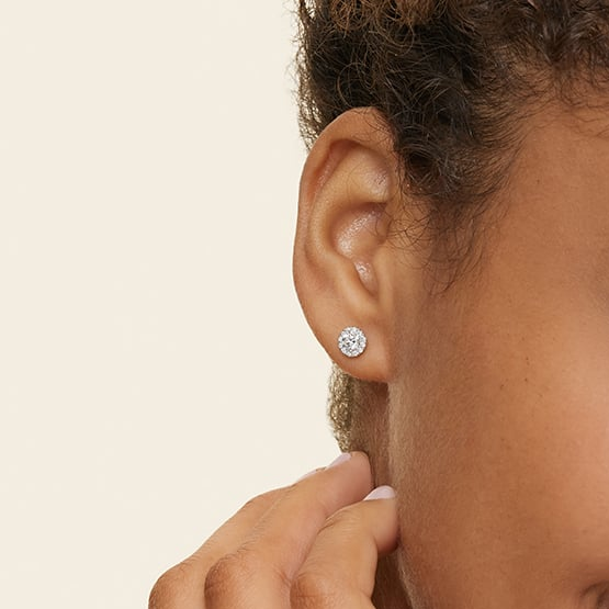 5/8 CTW Lab Grown Diamond Halo Stud Earrings