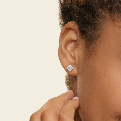 5/8 CTW Lab Grown Diamond Halo Stud Earrings