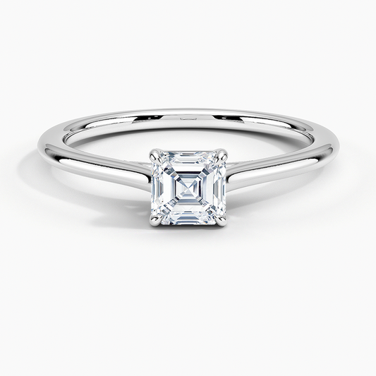 1/2Ct Asscher Lab Grown Diamond Gold Solitaire Ring