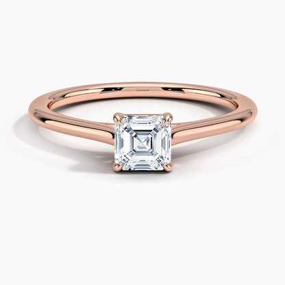 1/2Ct Asscher Lab Grown Diamond Gold Solitaire Ring