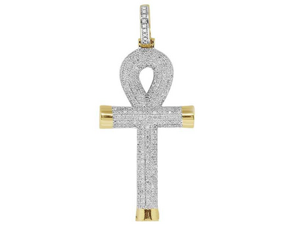 10K Solid Gold Lab Grown Diamond Cross Pendant Charm