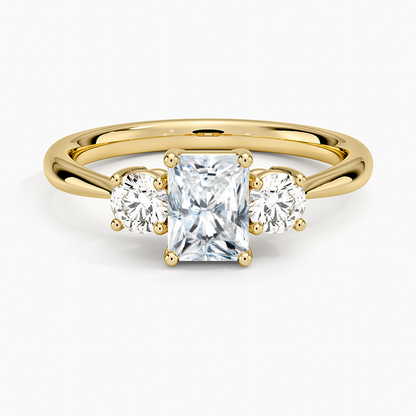 3/4 Radiant Lab Grown Diamond Three Stone Gold Ring