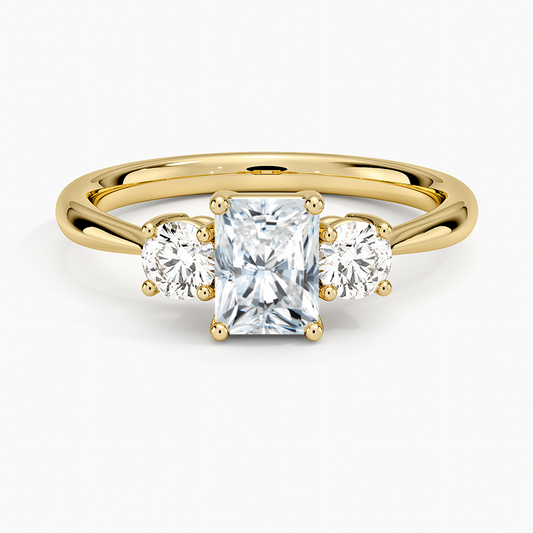 3/4 Radiant Lab Grown Diamond Three Stone Gold Ring