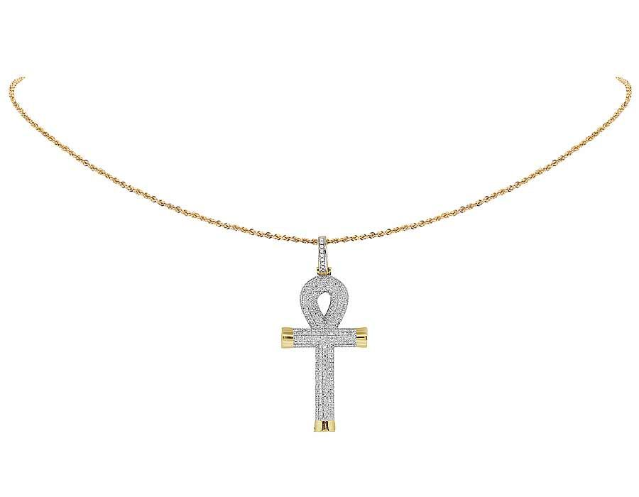 10K Solid Gold Lab Grown Diamond Cross Pendant Charm