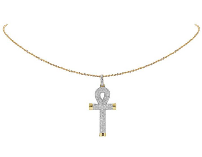 10K Solid Gold Lab Grown Diamond Cross Pendant Charm