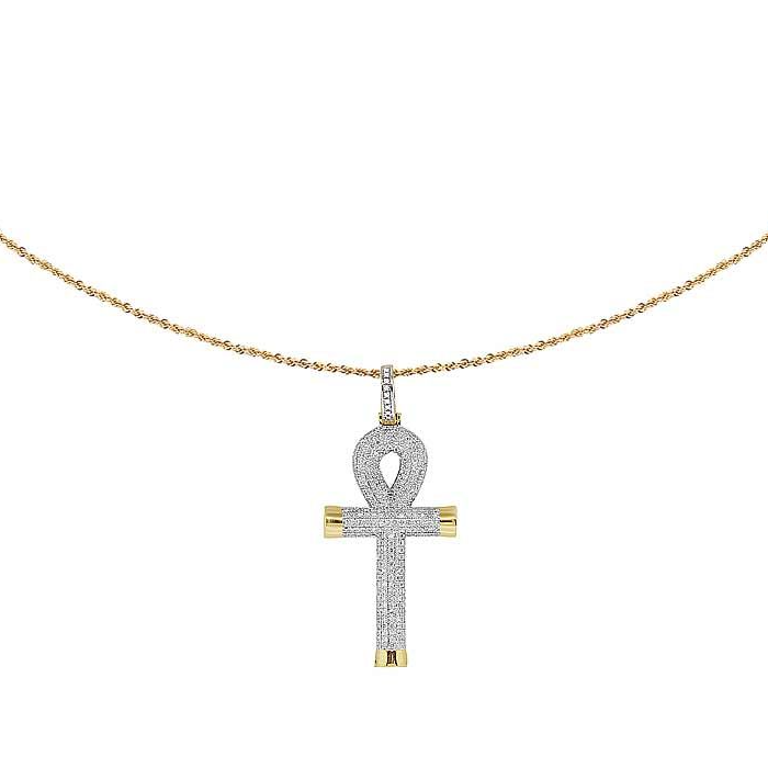 10K Solid Gold Lab Grown Diamond Cross Pendant Charm