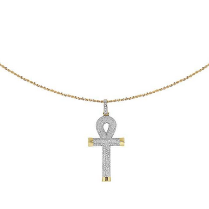 10K Solid Gold Lab Grown Diamond Cross Pendant Charm