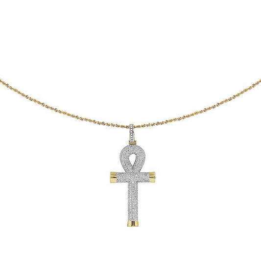 10K Solid Gold Lab Grown Diamond Cross Pendant Charm