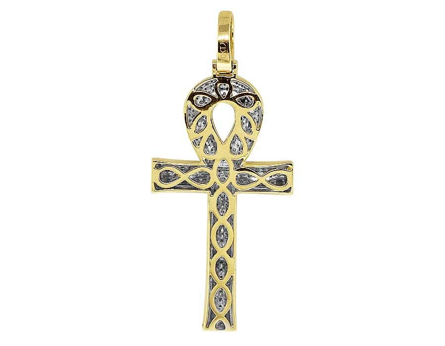 10K Solid Gold Lab Grown Diamond Cross Pendant Charm