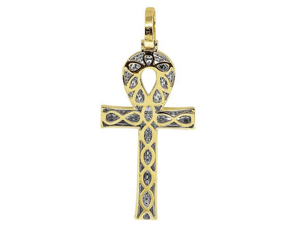 10K Solid Gold Lab Grown Diamond Cross Pendant Charm